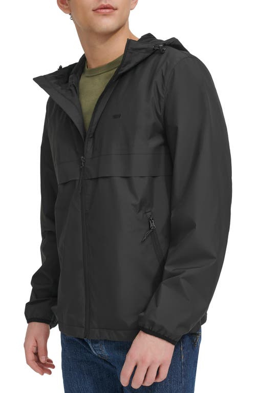 Shop Levi's Water Resistant Hooded Rain Jacket In Black