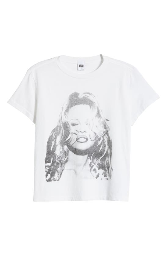 Shop Re/done Pam Cotton Graphic T-shirt In Optic White