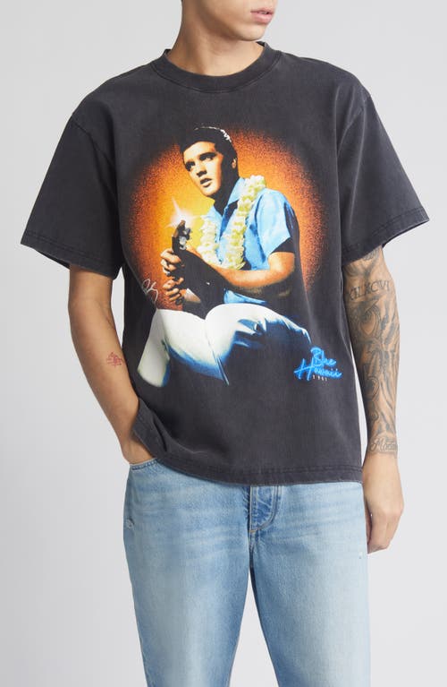 ID Supply Co Elvis Blue Hawaii Cotton Graphic T-Shirt Washed Black at Nordstrom,