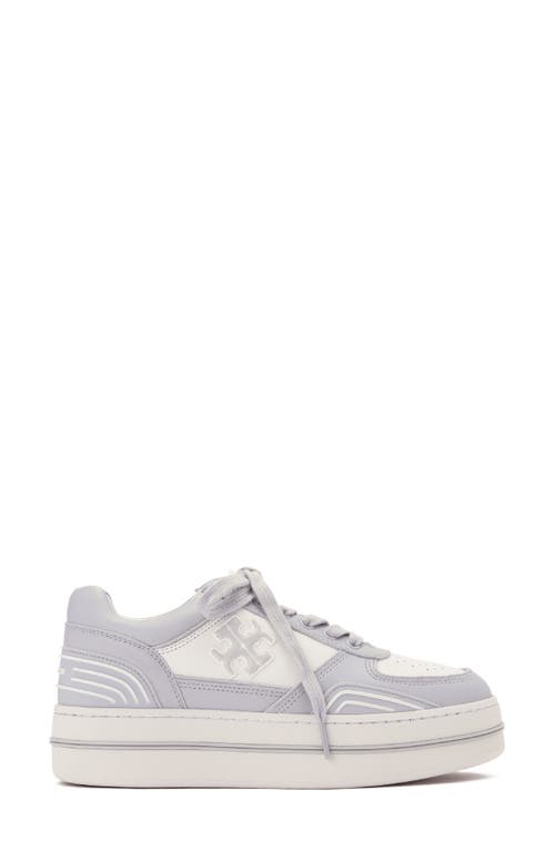 Tory Burch Clover Platform Court Sneaker In Purity/silver/light Gray