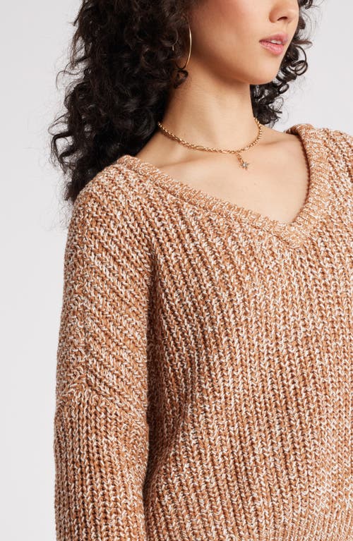 Shop Bp. Relaxed Reversible Sweater In Tan Thrush Marl