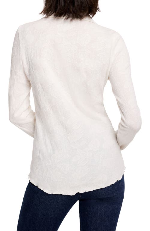 Shop Nic + Zoe Nic+zoe Collared Lace Jacquard Knit Top In Classic Cream