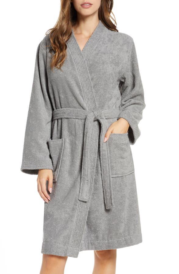 Ugg Lorie Terry Short Robe In Grey