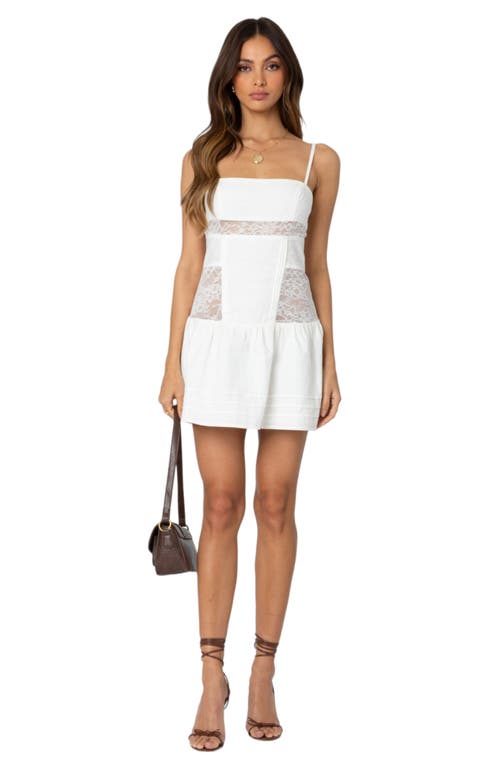 Edikted Lacy Linen Blend Minidress In White