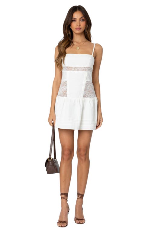 Shop Edikted Lacy Linen Blend Minidress In White