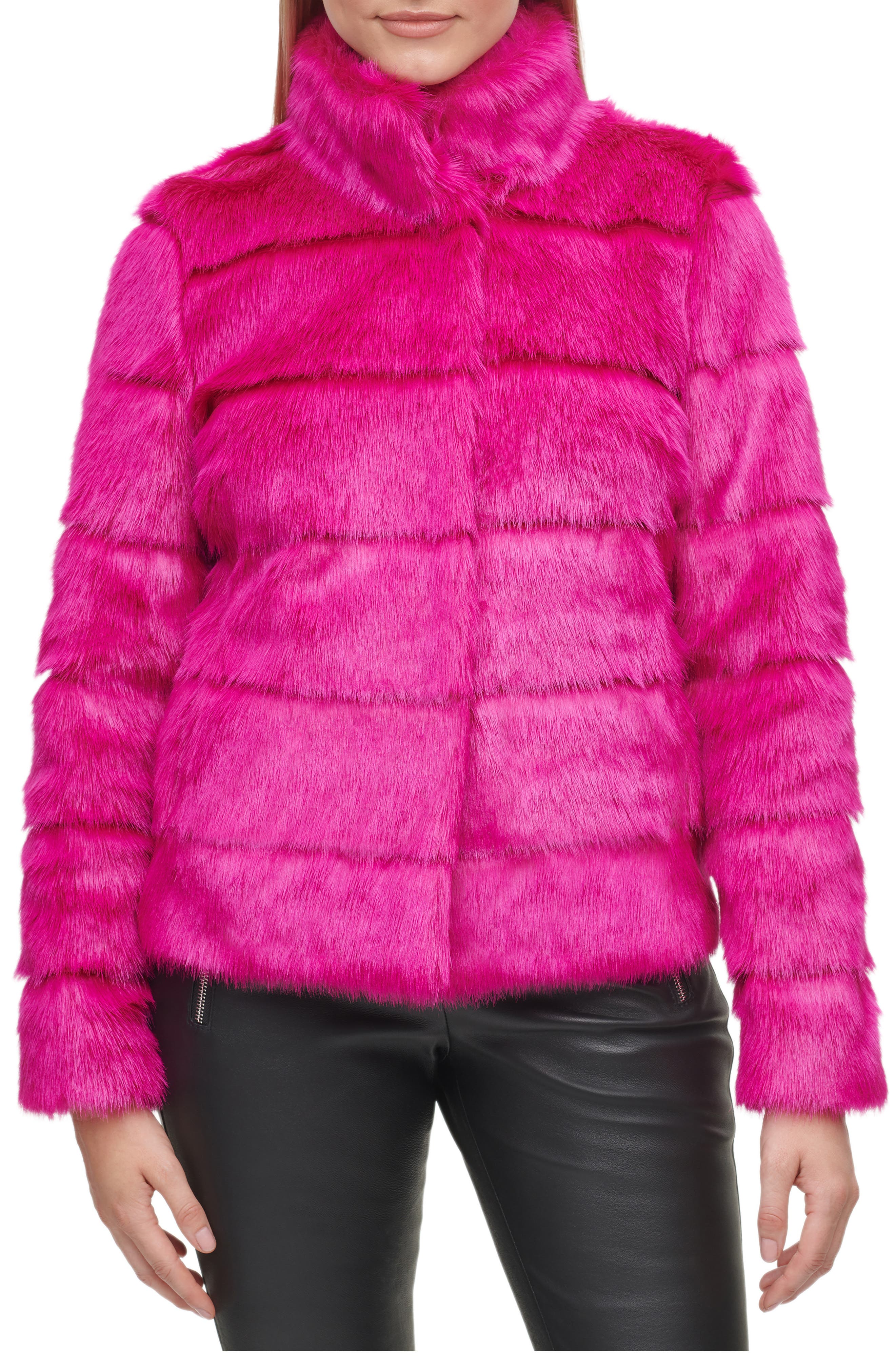 fuchsia fur coat