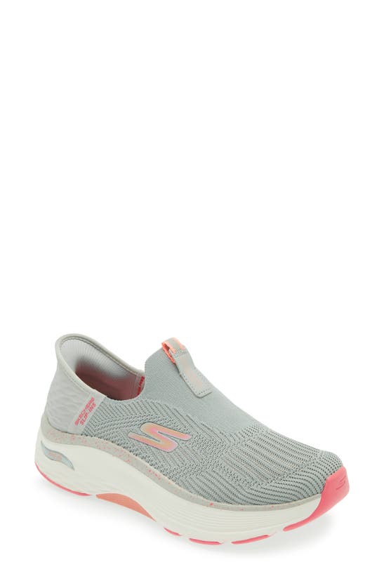 Shop Skechers Max Cushioning Arch Fit® Slip-on Sneaker In Gray/ Pink