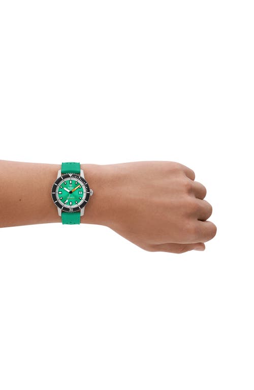 Shop Zodiac Super Sea Wolf Rubber Strap Watch, 40mm In Green