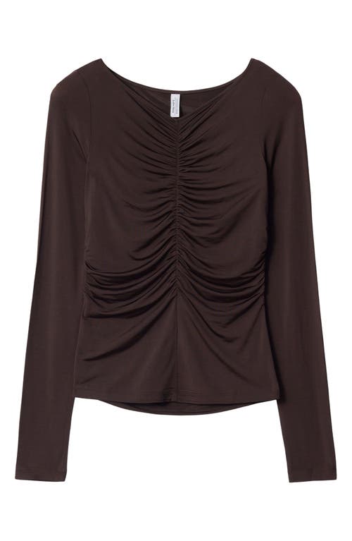 Shop & Other Stories Ruched Top In Brown Dark