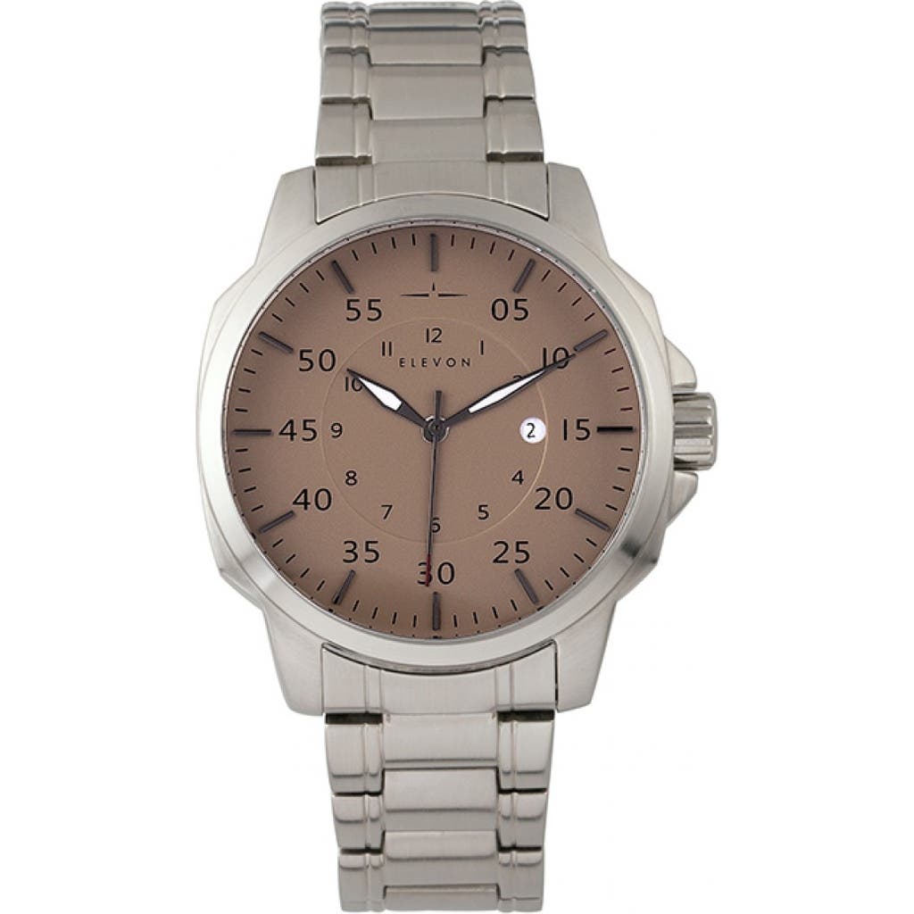 Elevon Hughes Bracelet Watch W/ Date In Silver/tan