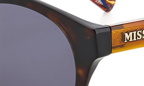 Missoni 49mm Round Sunglasses In Havana Horn/grey