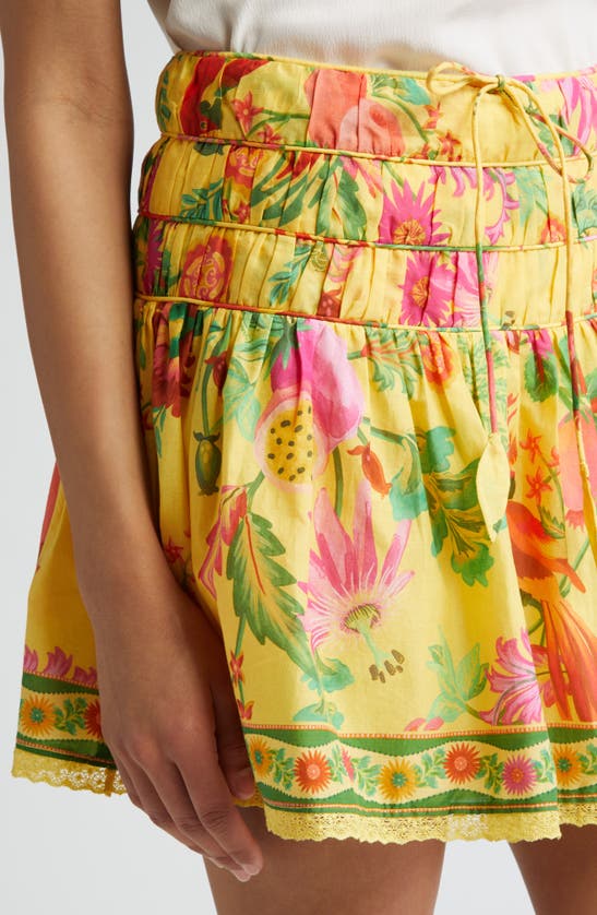 Shop Farm Rio Delicate Fruit Garden A-line Skirt In Yellow