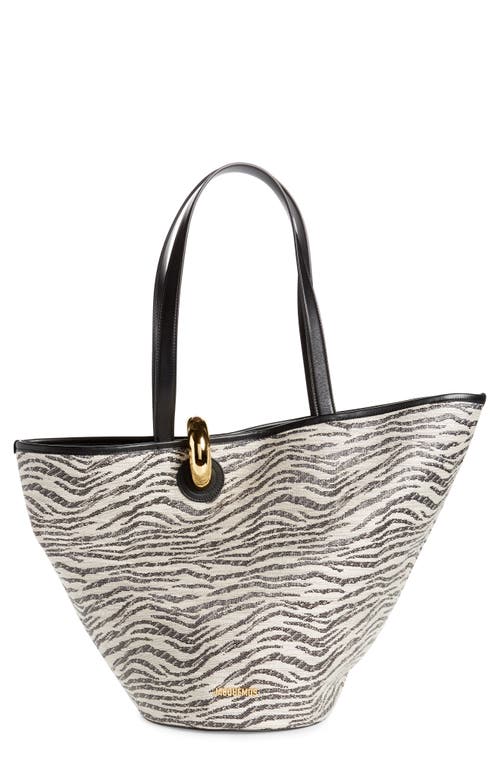 Jacquemus Le Bambola Leather-trimmed Tote Bag In Black And White Zebra 9dz