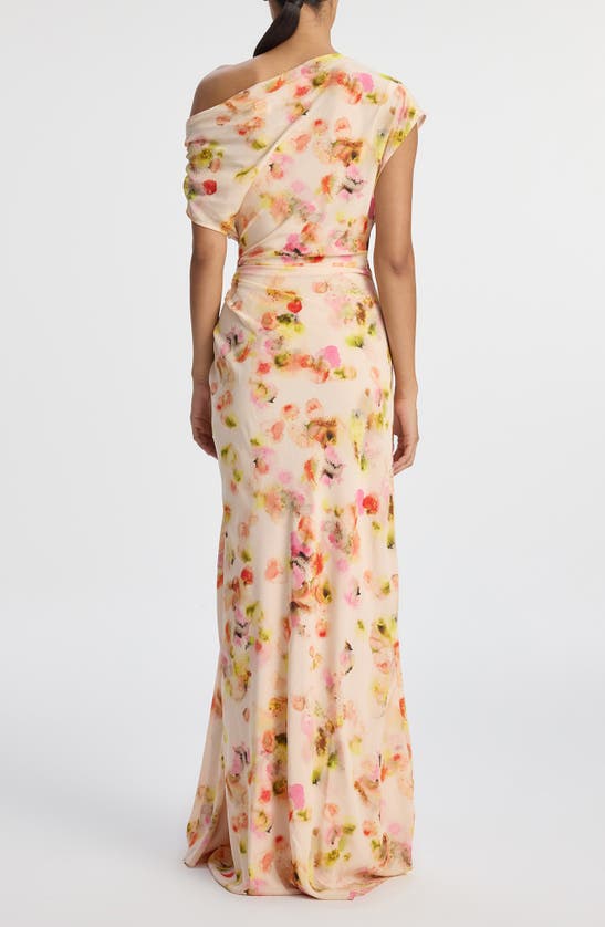 Shop A.l.c Poppy One-shoulder Stretch Silk Gown In Balm