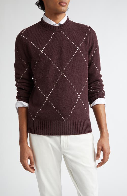 Shop Eleventy Argyle Wool Crewneck Sweater In Barolo Sand