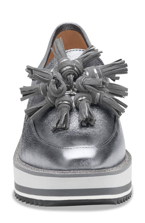 Johnston & Murphy Gracelyn Tassel Loafer In Pewter Metallic Sheepskin