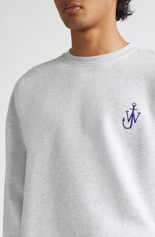 Shop Jw Anderson Anchor Embroidered Graphic Crewneck Sweatshirt In Light Grey Melange