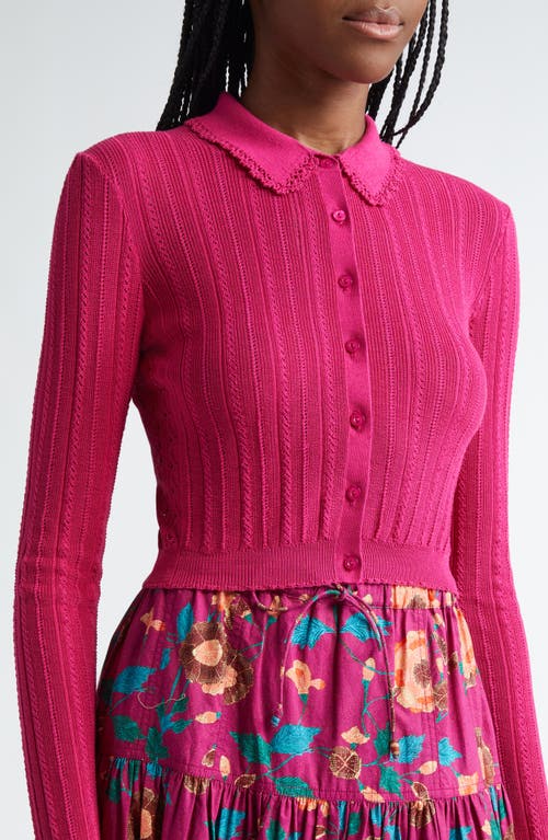 Shop Ulla Johnson Lottie Collar Rib Silk Blend Cardigan In Orchid