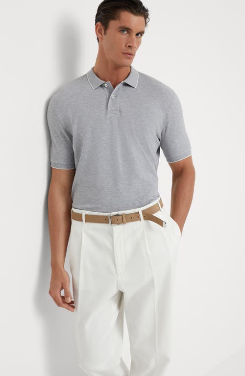 Shop Brunello Cucinelli Piqué Polo Shirt In Grey