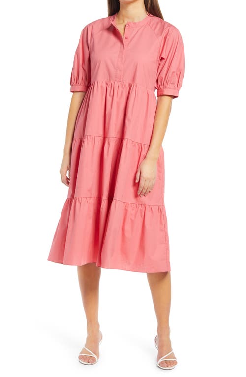 Puff Sleeve Dress in Coral