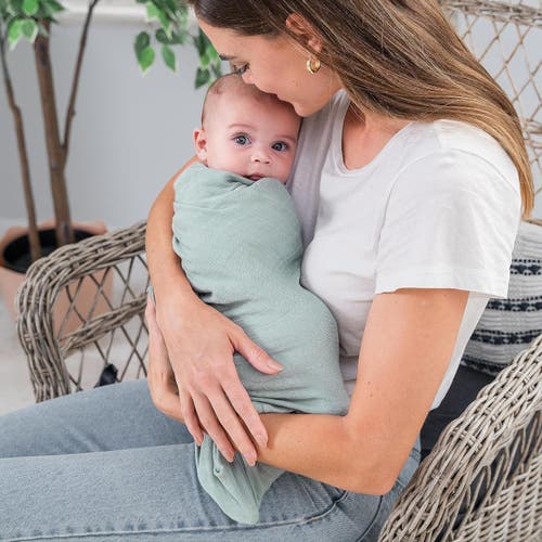 Comfy Cubs Muslin Swaddle Blanket, 2 Pack In Pacific Blue & Fern