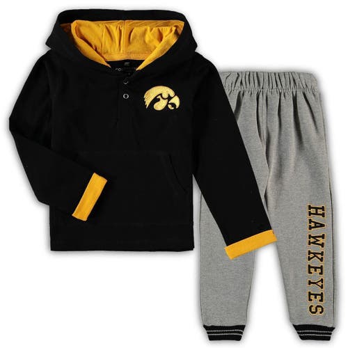 Toddler Colosseum Black/Heathered Gray Iowa Hawkeyes Poppies Hoodie and Sweatpants Set