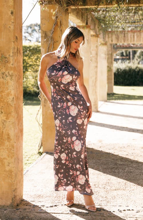 Petal And Pup Petal & Pup Mila Floral Print Halter Dress In Gray