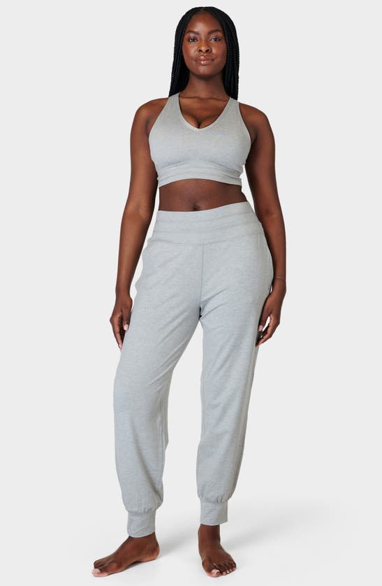 Sweaty Betty Gaia Yoga Sports Bra In Light Grey Marl