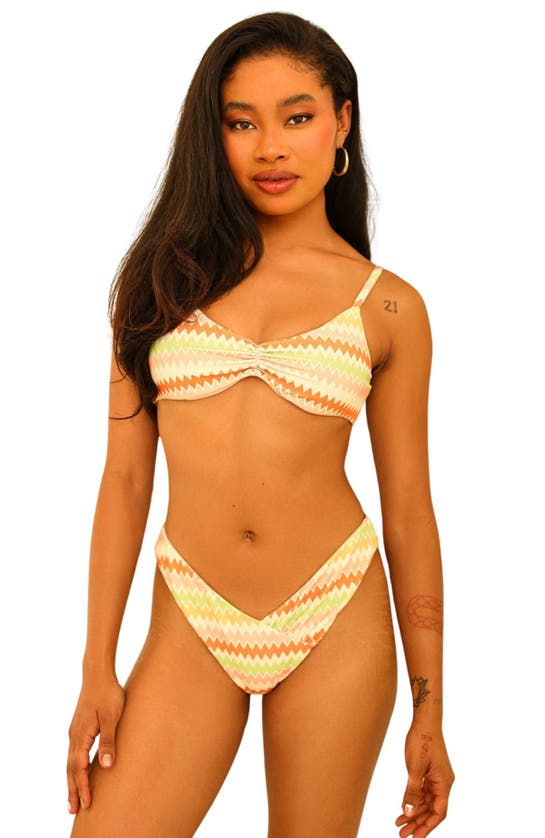 Dippin Daisys Britney Adjustable Shoulder Bikini Top In Hang Ten Stripe