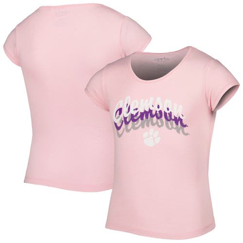 Girls Youth Garb Pink Clemson Tigers Charlotte Tri-Blend T-Shirt