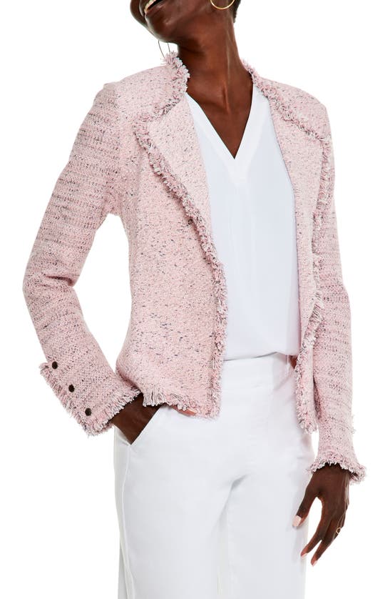 Nic + Zoe Fringe Trim Tweed Jacket In Blush | ModeSens