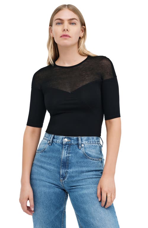 Marcella Adeline Mixed Media Top In Black