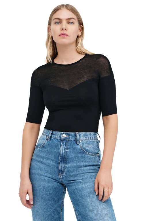 Shop Marcella Adeline Mixed Media Top In Black