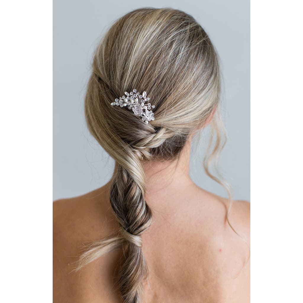 Brides And Hairpins Brides & Hairpins Kalene Crystal & Pearl Comb In Silver