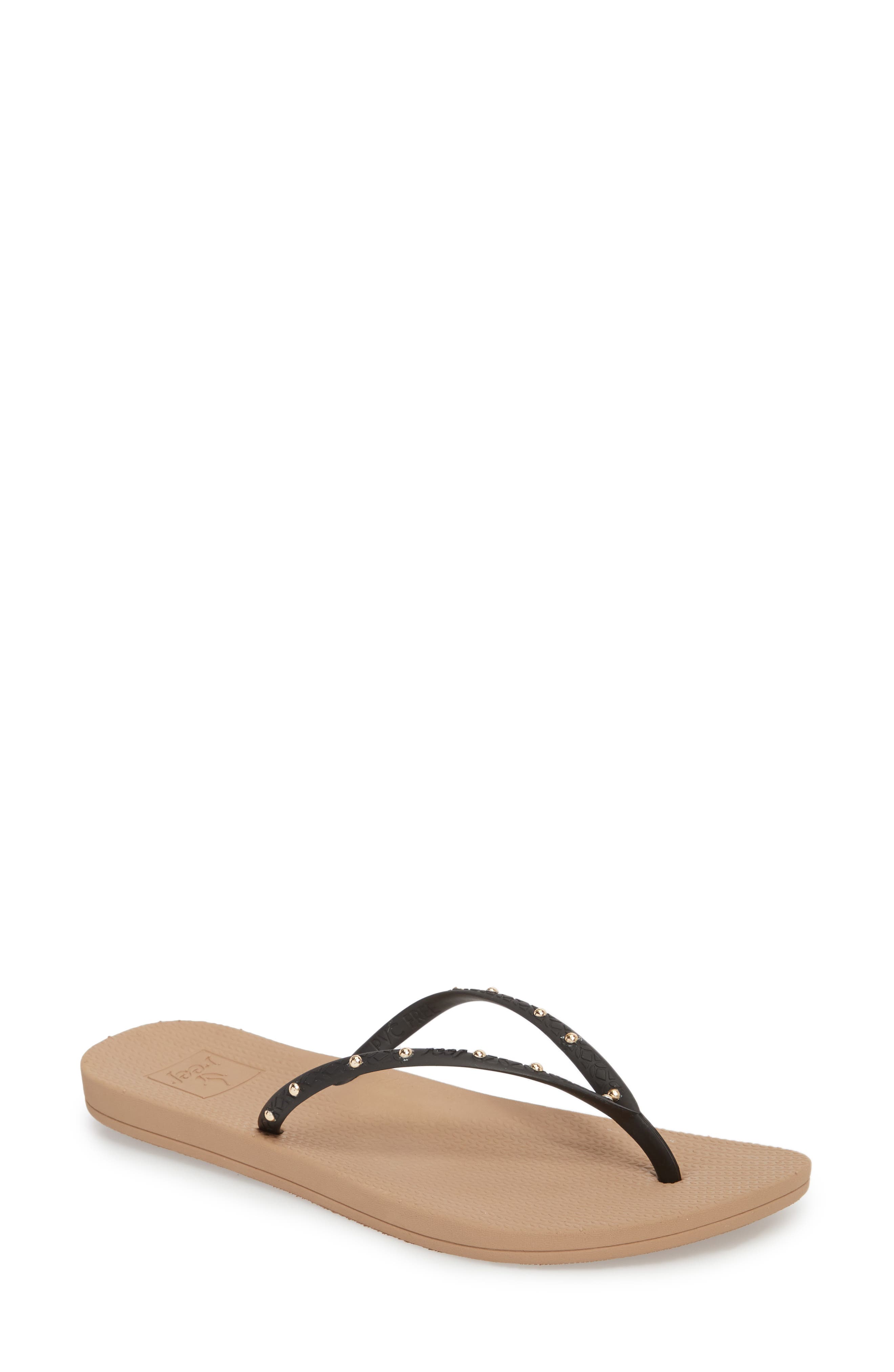 Reef Escape Studded Flip Flop, Black
