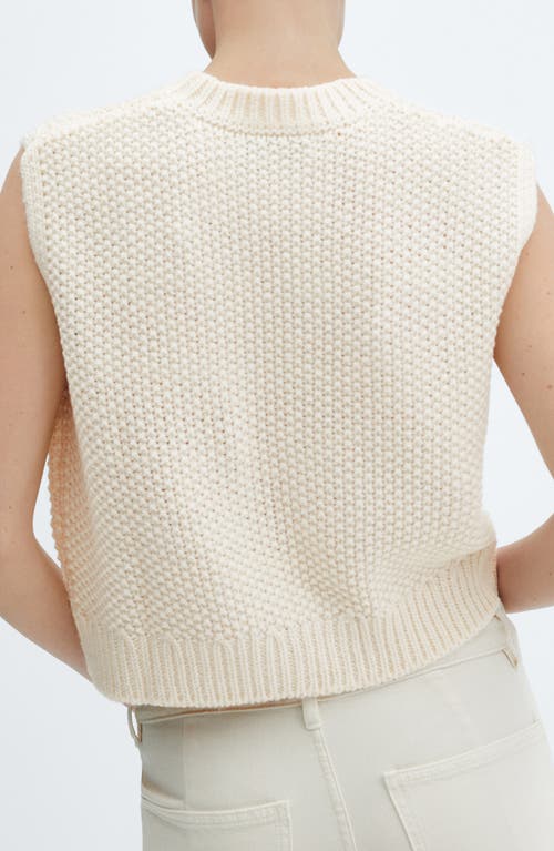 Shop Mango Chunky Stitch Crop Crewneck Sweater Tank In Light Beige