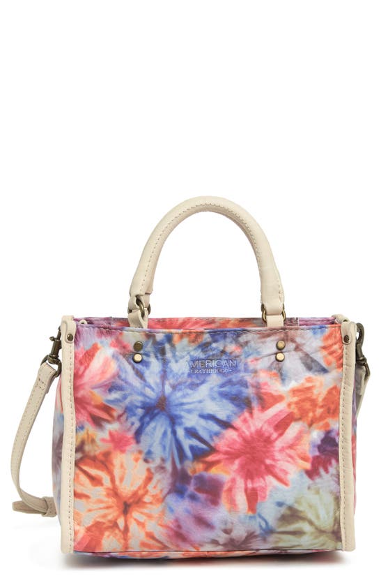 American Leather Co. Long Beach Leather Crossbody Bag In Tie Dye Floral