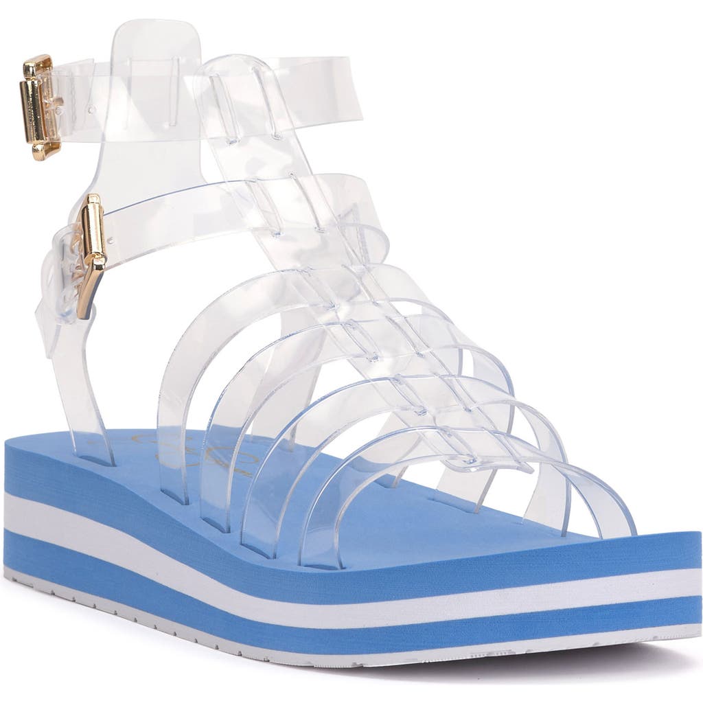 Jessica Simpson Bimala Platform Sandal In Blue/clear