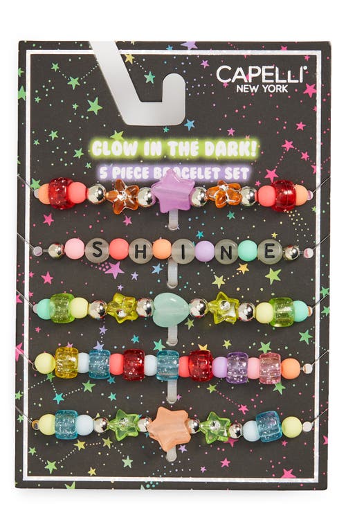 Capelli New York Kids' Assorted 5-Pack Beaded Bracelets in Red Multi at Nordstrom