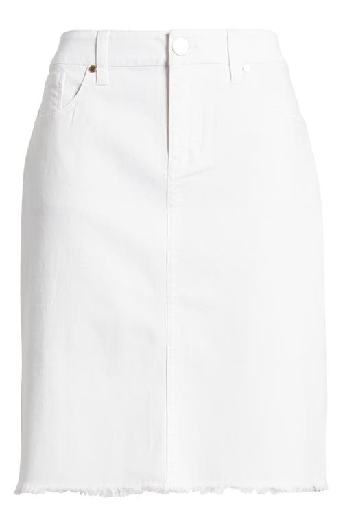 1822 Denim Frayed Hem Denim Skirt In White