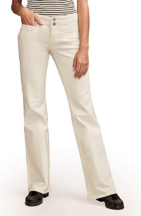 Lucky Brand Womens Pockets Buttons Flared Jeans In Bright White