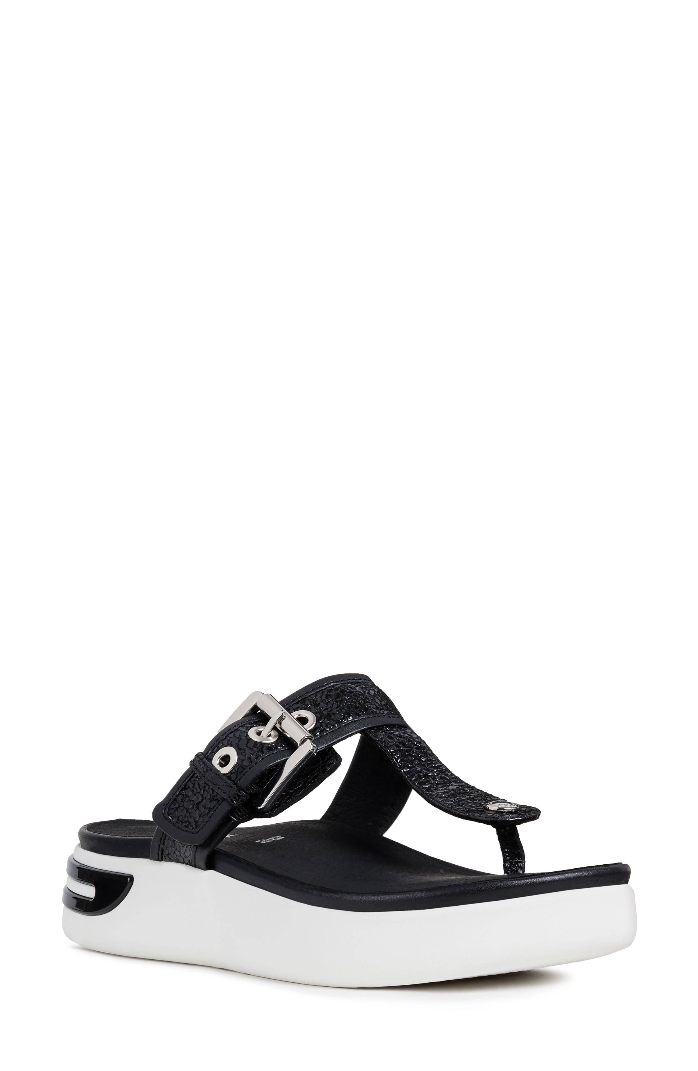 Geox Ottaya Buckle Flip Flop, Black