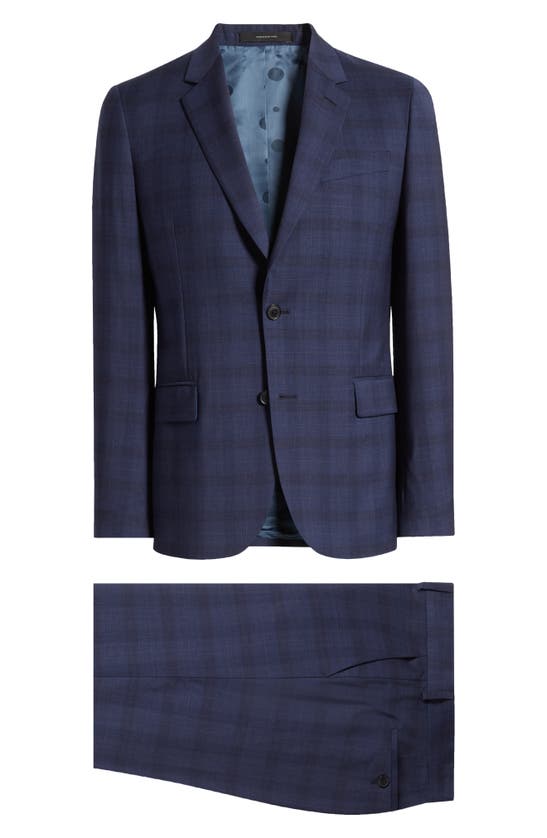 Shop Paul Smith Tailored Fit Check Stretch Cotton Suit In Navy
