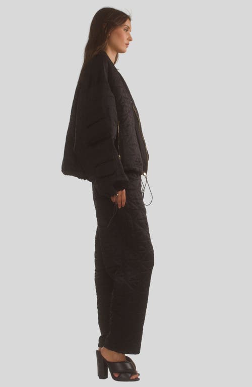 Shop Cynthia Rowley Quilted Bomber Jacket In Black
