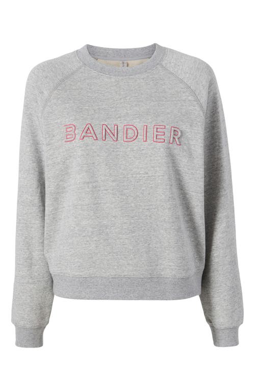 Shop Bandier Logo Crewneck Sweatshirt In Heather Ash/virtual Pink