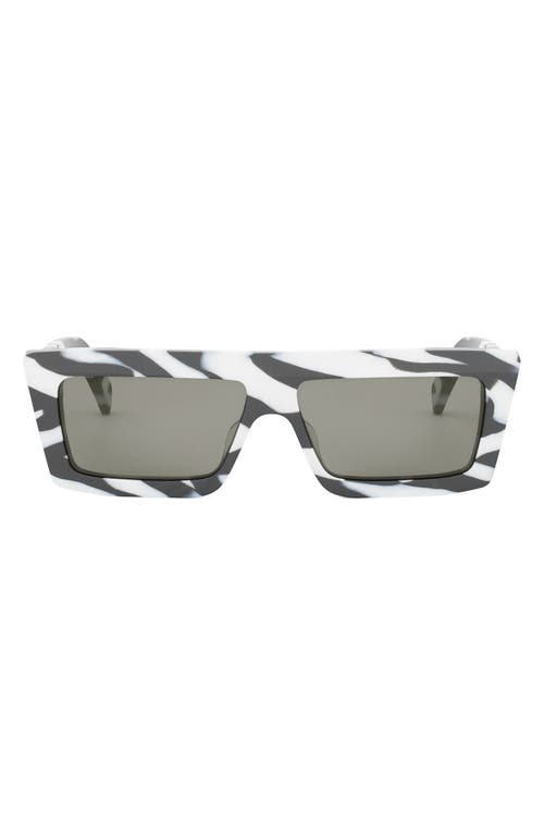Celine Monochroms 57mm Rectangular Sunglasses In Black/white/smoke