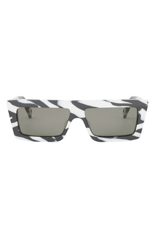 Shop Celine Monochroms 57mm Rectangular Sunglasses In Black/white/smoke