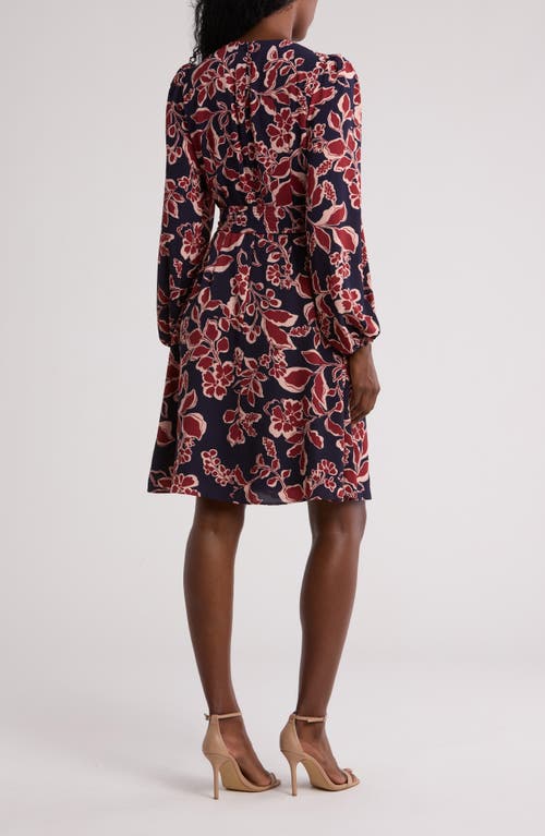 ELIZA J ELIZA J FLORAL LONG SLEEVE FIT & FLARE DRESS 