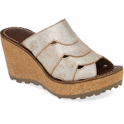 Fly London Gaxi Wedge Slide Sandal - Grey