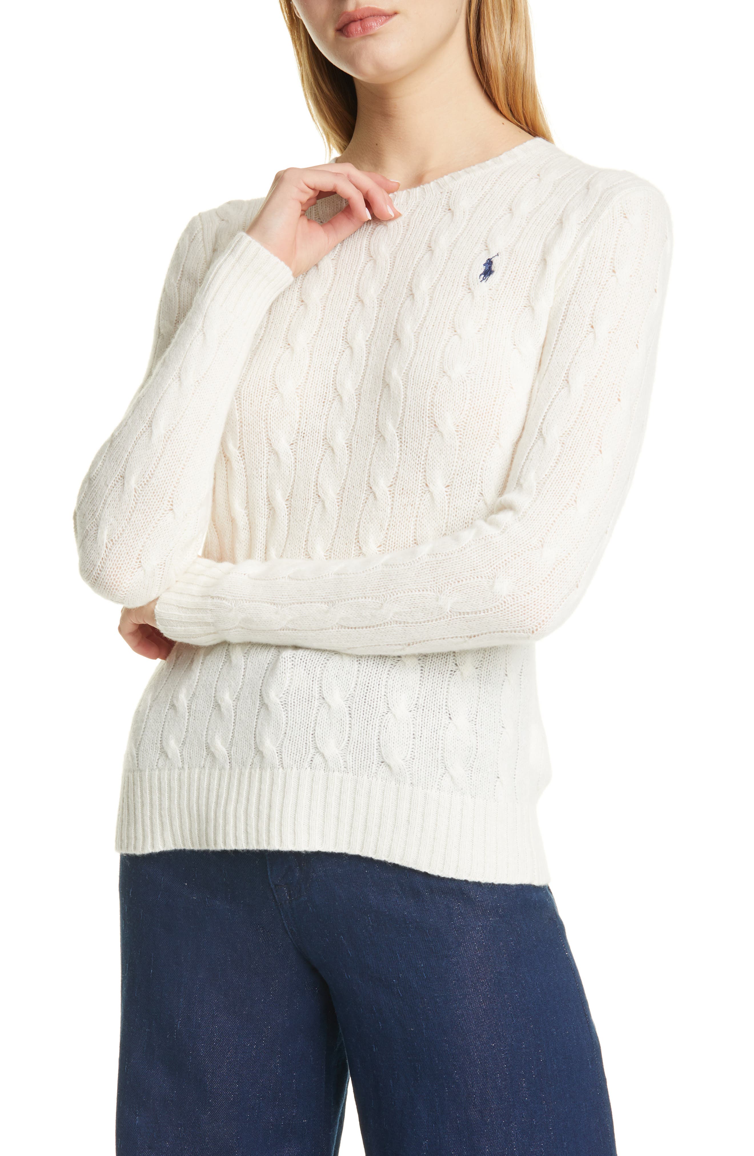white cable knit sweater ralph lauren